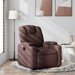 Shumee elektrické masážní polohovací křeslo tmavě hnědé textil – Zboží Dáma