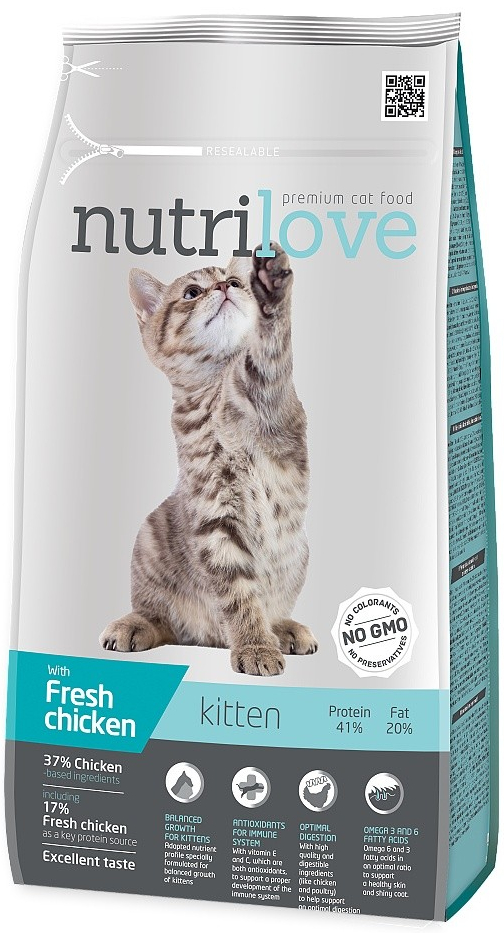Nutrilove kočka Kitten kuřecí granule 1,4 kg