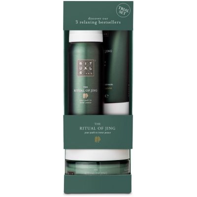 RITUALS Trial Set Jing sprchový gel The Ritual of Jing 50 ml +Vyrovnávací tělový krém The Ritual of Jing 70 ml +tělový peeling The Ritual of Jing 125 ml dárková sada – Zboží Mobilmania