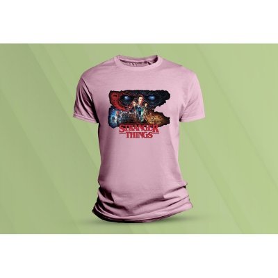 Sandratex dětské bavlněné tričko Stranger Things růžová – Zboží Mobilmania