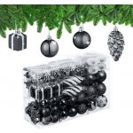 Relaxdays vánoční koule, sada 72, třpytivé, matné, lesklé stromové koule, kozačky, srdce, kužely, – Zboží Mobilmania