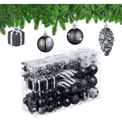 Relaxdays vánoční koule, sada 72, třpytivé, matné, lesklé stromové koule, kozačky, srdce, kužely, – Zboží Mobilmania