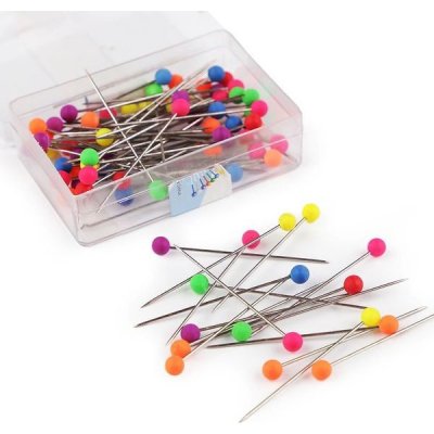 Špendlíky 38 mm s plastovou neonovou hlavičkou mix (50ks) – Sleviste.cz