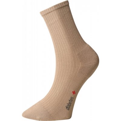 Ovecha ponožky s jemným sevřením lemu s mikroplyšem v patě a špičce béžové