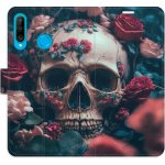 Pouzdro iSaprio Flip s kapsičkami na karty - Skull in Roses 02 Huawei P30 Lite – Zbozi.Blesk.cz