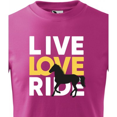 dětské tričko Live love ride, Purpurová – Zboží Mobilmania