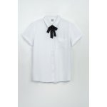 Reporter Young dívčí bílá košile s krátkým rukávem a černou sametovou ozdobou bílá – Zboží Dáma