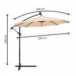 SPRINGOS ATENA GU0047 Zahradní slunečník s led osvětlením 290 cm, béžový – Hledejceny.cz