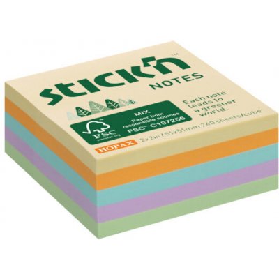 Stick´n Samolepící kostka FSC 51x51mm, 240lístků pastel (21888) – Hledejceny.cz