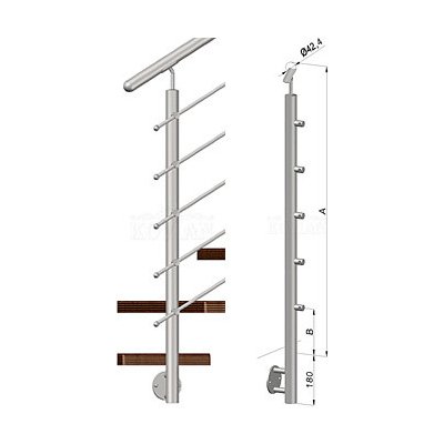 Zábradlí na schody- sloupek s bočním kotvení, 5 prutů vnějších, EB1-BHP5-2 – Hledejceny.cz