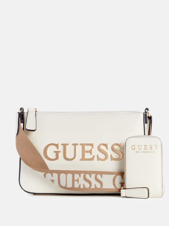 Guess dámská kabelka crossbody Caracara mléčná