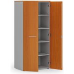 Kancelářská policová skříň PRIMO GRAY s dveřmi, 800 x 500 x 1781 mm, šedá/třešeň – Sleviste.cz