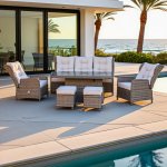 Mirpol Zahradní sestava Verdi – hliníkový nábytek s polyratanem pro 7 osob – Zboží Dáma