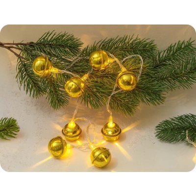 Solight 1V272 LED vánoční řetěz rolničky zlatá 10x LED 2x AA 1.5m 8592718037277 – Hledejceny.cz