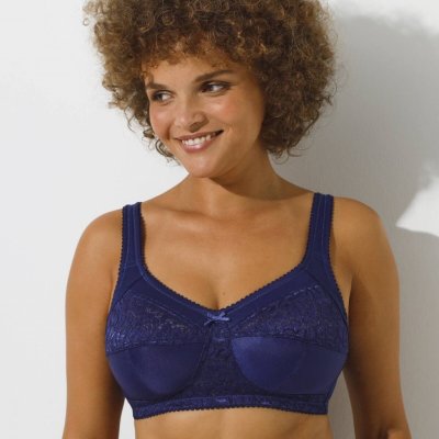 podprsenka pro větší poprsí z úpletu a krajky, bez kostic nám.modrá – Hledejceny.cz