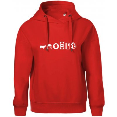 Evoluce peněz bitcoin Oversized mikina dámská Moon kratší + širší Červená – Zboží Dáma