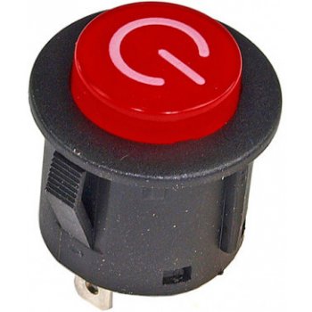 Vypínač O-I ON/OFF 3 pin kulatý červený podsvícený s boční drážkou