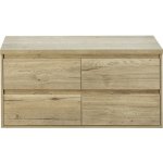 Koupelnová skříňka pod umyvadlo Porto 120 cm s umyvadlovou deskou 4 zásuvky dub přírodní – Sleviste.cz