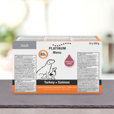 Platinum Menu Adult Turkey a Salmon 12 x 375 g – Sleviste.cz