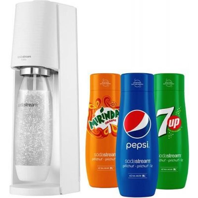 SodaStream Terra White + Sirup Pepsi 440 ml + Sirup Mirinda 440 ml + Sirup 7UP 440 ml – Zbozi.Blesk.cz