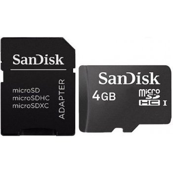 Pouzdro microSDHC 4GB SanDisk Class 4 w/a Bulk