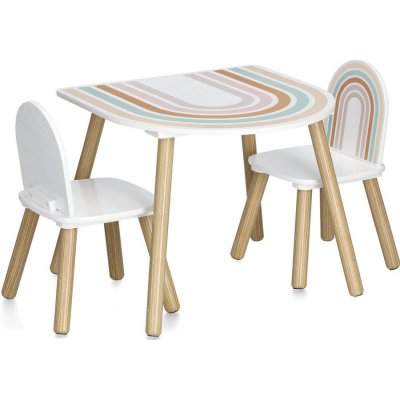 Zeller Dětský stoleček Rainbow s židličkami bílý 55x55x45 cm – Zboží Dáma