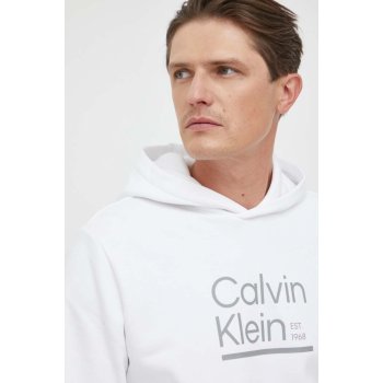 Calvin Klein bílá s kapucí s potiskem K10K111569