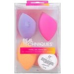 Real Techniques Chroma Miracle Complexion houbička pro aplikaci make-upu 1 ks + Miracle Powder houbička na pudr 1 ks + Miracle Cleansing čisticí houbička 1 ks + čisticí mýdlo pro kosmetické štětce 1 k – Zboží Mobilmania