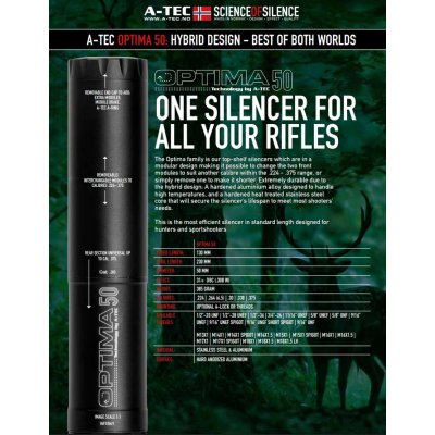 A-TEC OPTIMA 50 pro ráže do .30" 7,62mm na závit 5/8"-24 – Sleviste.cz