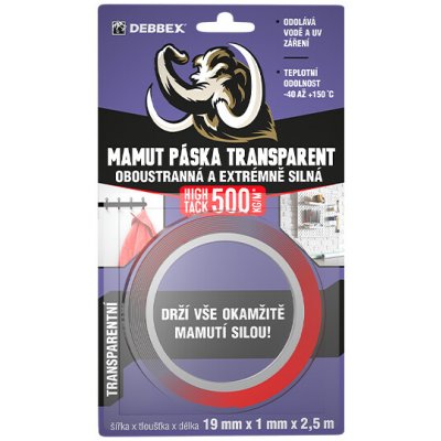Den Braven Mamut Oboustranná a extrémně silná páska 19 mm × 1 mm x 2,5 m transparentní – Sleviste.cz