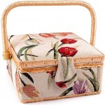 Prima-obchod Kazeta / košík na šití čalouněný, barva 4 režná tulipán