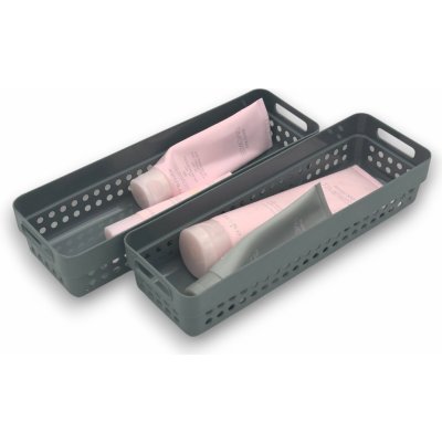 CONFORTIME Sada 2 košíků na organizaci, organizéry do zásuvky KOLE 24 x 7,5 cm - šedý – Sleviste.cz