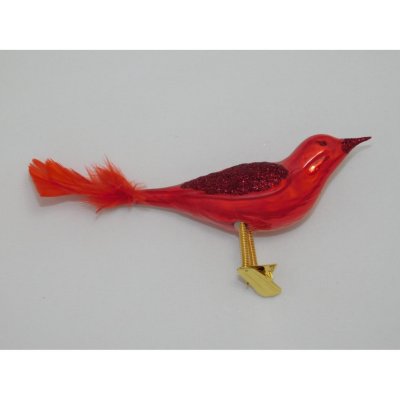Ornex Skleněná vánoční ozdoba ptáček červený 8 x 4 x 12 cm – Hledejceny.cz