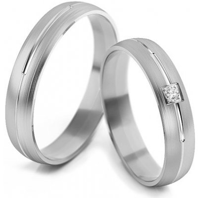 iZlato Forever Snubní prsteny z bílého zlata s diamantem STOBR236A – Zboží Mobilmania