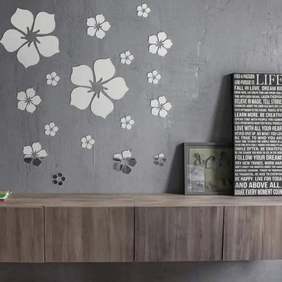 4Leaders Zrcadlové samolepky na zeď květiny stříbrné 15×15 cm – Hledejceny.cz