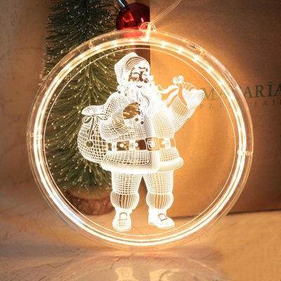ROSNEK LED 3D Father Christmas Window Light Vánoční okno Deco Závěsný řetězec světel