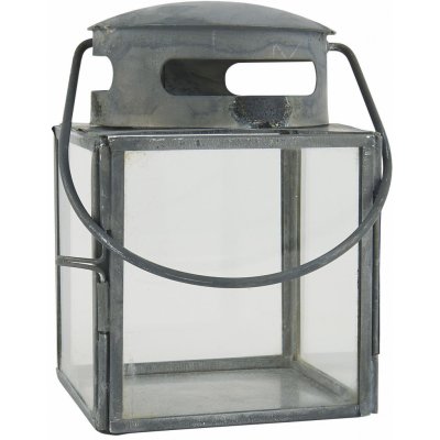 IB LAURSEN Kovová lucernička Zinc, šedá barva, sklo, kov – Zboží Dáma