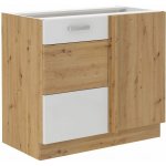 ARTISAN HG 105 ND 1F Bílá/dubová rohová kuchyňská skříňka – Zboží Dáma