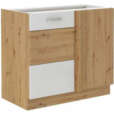 ARTISAN HG 105 ND 1F Bílá/dubová rohová kuchyňská skříňka – Zboží Dáma