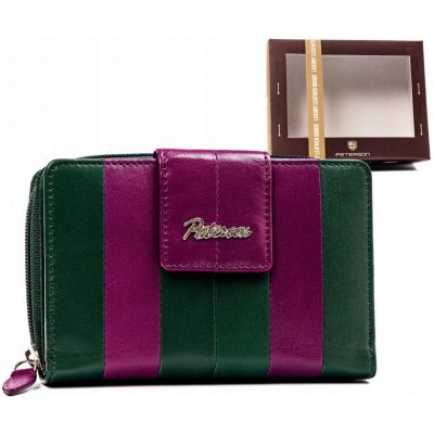 Peterson střední kožená peněženka y585 ptn ka-18 tmavě zeleno - fialová