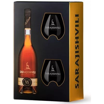 Wine Brandy Sarajishvili VS 40% 0,7 l (dárkové balení 2 sklenice) – Zboží Mobilmania