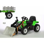 Elektrický Rozkošný traktor s funkční nakládací lžící a vlekem, 2,4G zelená