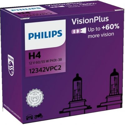 Philips VisionPlus 12342VPC2 H4 P43t-38 12V 60/55W 2ks – Zbozi.Blesk.cz