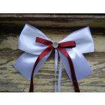 Atlasová mašle na auto bílá - bordó 347 – Sleviste.cz