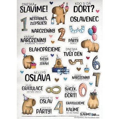 HuráPapír Samolepky průhledné A4 - Dneska slavíme! Kapybara – Hledejceny.cz