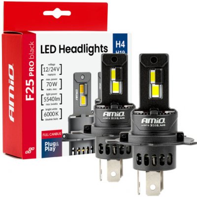 LED žárovky pro hlavní světla, řada F25 PRO BLACK FULL CANBUS, H4, H19, 70 W, 12 V, 24 V – Hledejceny.cz