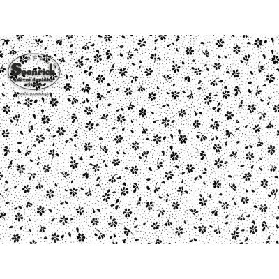 Soonrich látka na patchwork černé kytičky na bílé ptw152 – Zboží Mobilmania