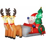 Outsunny Nafukovací vánoční dekorace Outsunny, Santa Claus v sobím spřežení, polyesterová tkanina, LED světla, barevné – Hledejceny.cz