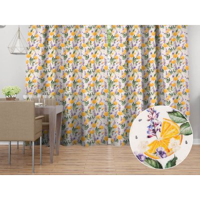Biante Dekorační závěs PML-103 Pomeranče mezi květy na bílém 145x150 cm – Hledejceny.cz