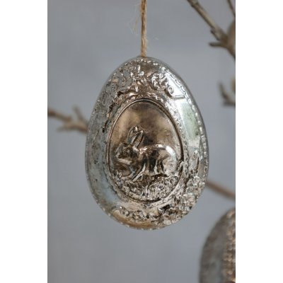 Chic Antique Závěsná velikonoční dekorace Bunny / Rooster Silver Kohout, stříbrná barva, pryskyřice – Zboží Mobilmania
